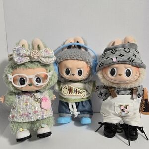 14pcs - 3 complete Labubu Fashion Outfits & Clothes & Shoes - Dolls not included